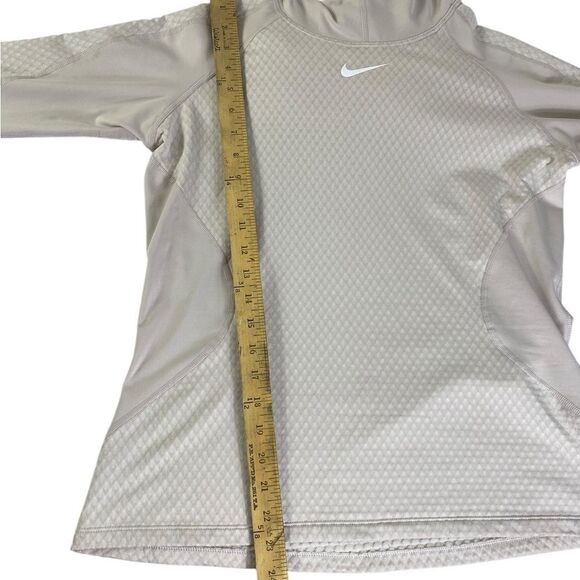Nike Pro Hyperwarm L long sleeve Athletic top Cream Thumb loop Hooded - Picture 6 of 7